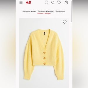 H&M Rib Knit yellow cardigan sweater